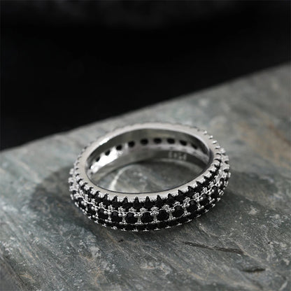 925 Sterling Silver Ring Inlaid Crystal Zirconium Round Ring Stone Men And Women Luxury Simple Fashion Gift Jewelry