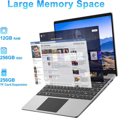 14 Inch Windows 10 Laptops Computer EZbook S5 12GB LPDDR4 RAM 256GB SSD ROM 1080p FHD J4105 CPU with Celeron 4-Core Processor