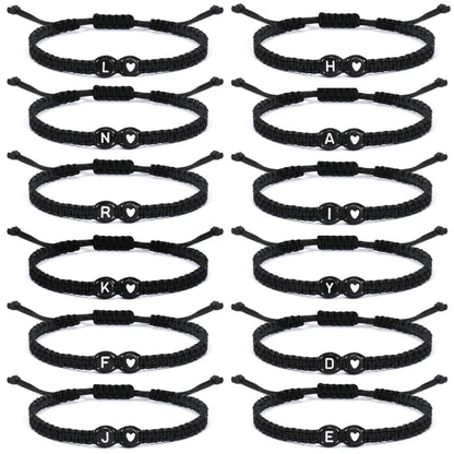 26 Letters Initial Heart Bracelets Handmade Adjustable A-Z Name Braided Bracelets For Women Men Friendship Jewelry