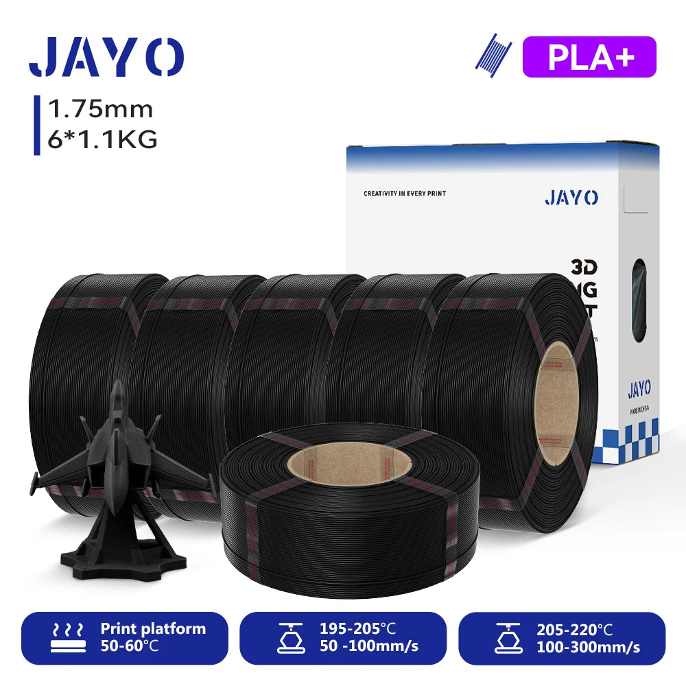 JAYO Refill PETG/PLA+ Filament 1.75mm Refill 3D Printer Filament, Suitable for Bambu Lab Filament & JAYO Reusable spools 6Rolls