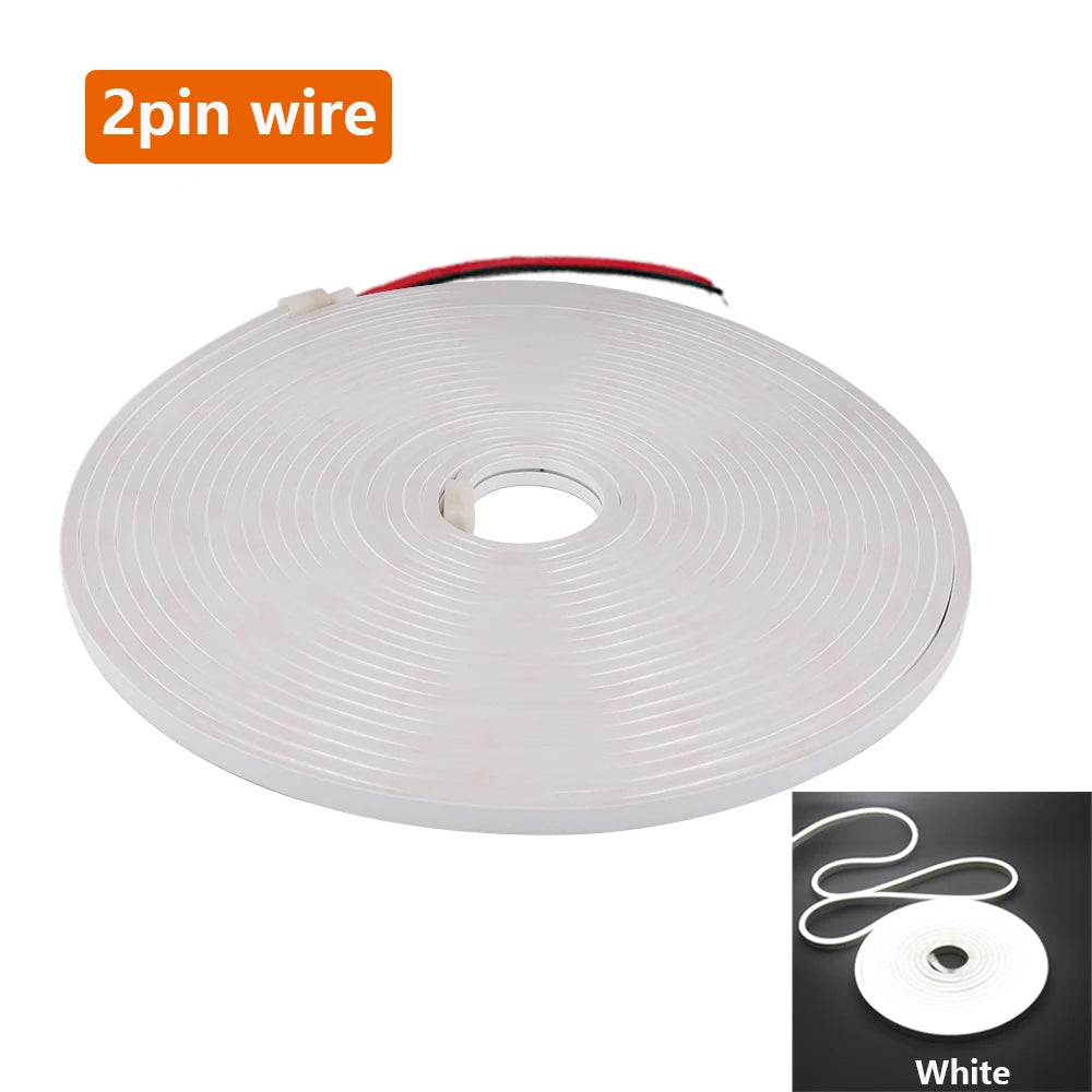 12V 24V 5M 10M 20M LED Neon Sign Strip Light Waterproof Silicone Rope Lights Flexible Lamp with 2pin Wire 120LED 2835 0.5M Decor