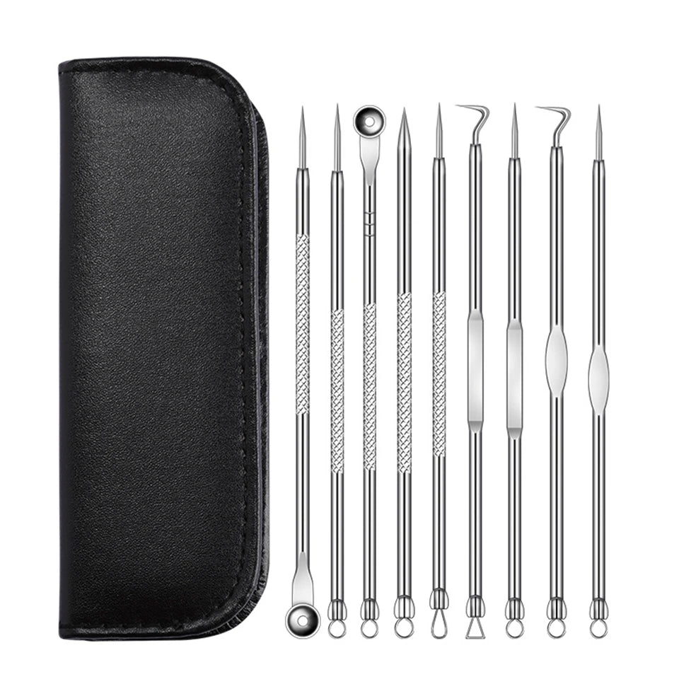 Acne Blackhead Remover Needle Tools Set  Blackhead Tweezer Pimple Extractor Stainless Steel Blackspot Removal Skin Care Tool