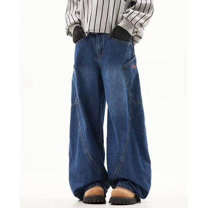 Men's Baggy Jeans Unisex Y2K Trendy Casual Wide Leg Denim Pants High Street Oversize Trousers American Style Streetwear Fashion