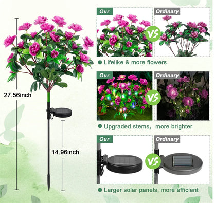 LED Solar Azalea Flowers Lights Outdoor Waterproof Landscape Light for Lawn Patio Garden Path Decorative Lighting Lamp