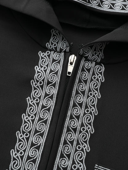 New Moroccan thobe long-sleeved embroidered hood design Muslim man abaya Islamic loose man