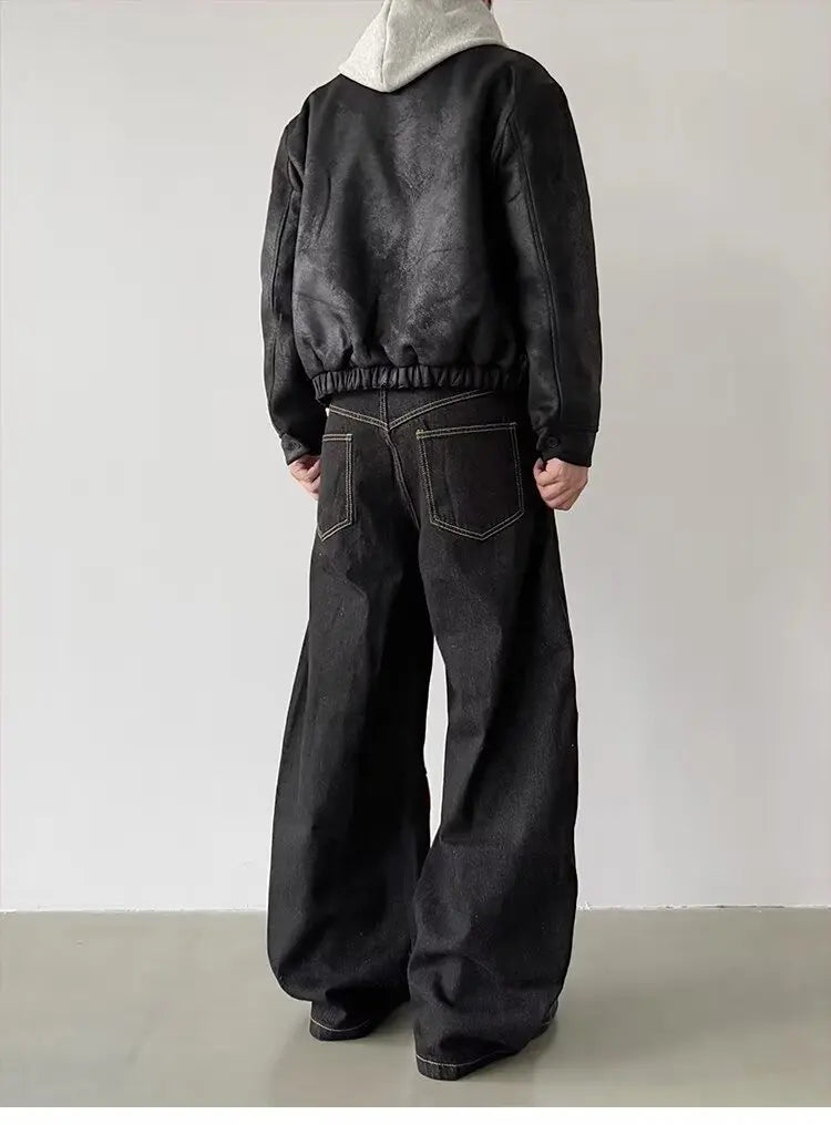 Men's Baggy Jeans Unisex Y2K Trendy Casual Wide Leg Denim Pants High Street Oversize Trousers American Style Streetwear Fashion