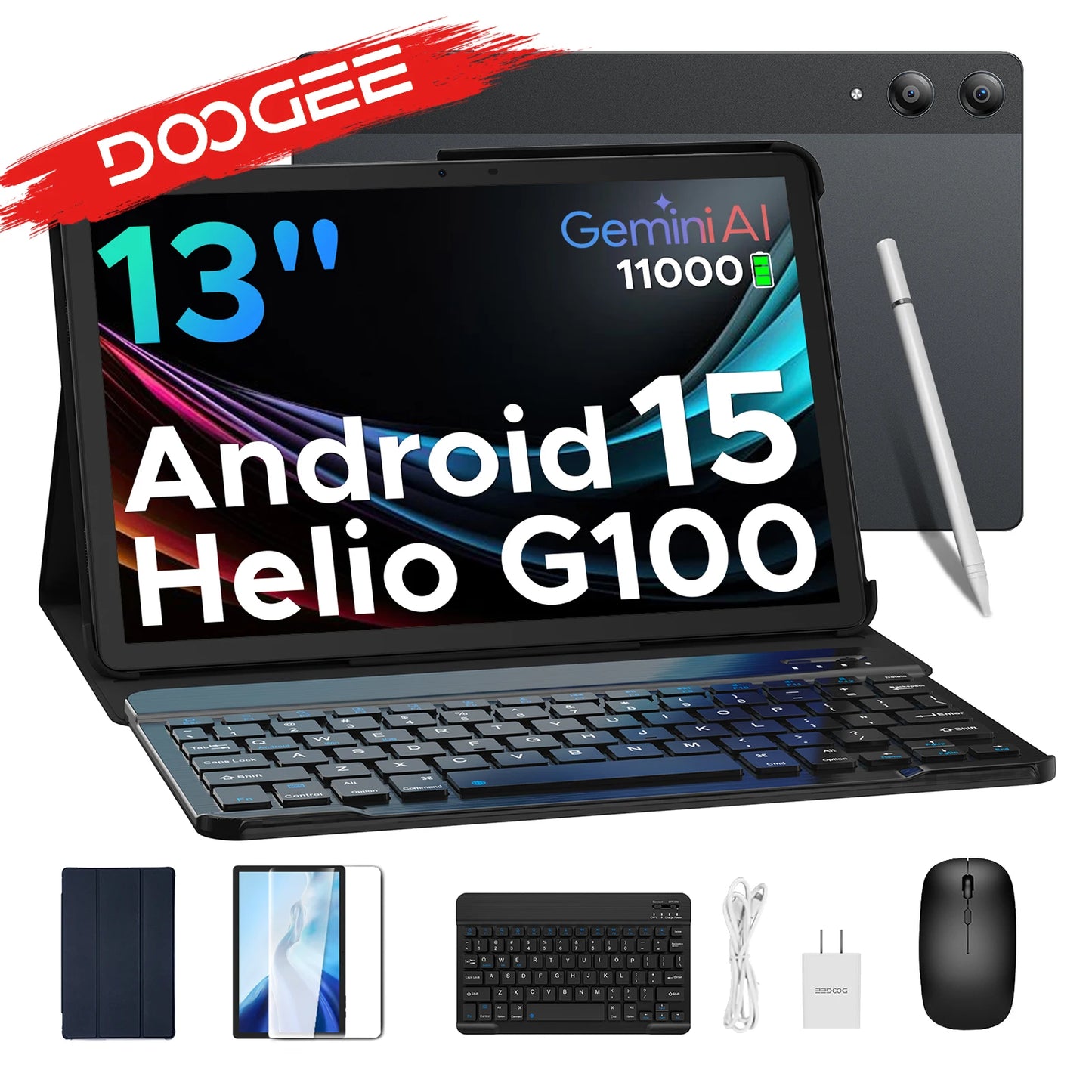 【Brand+】Doogee Tab E3 Pro 2 in 1 Tablet Pc 13" Android 15 Gemini Ai 32Gb Ram(8+24) 256Gb 11000Mah Battery Helio G100 Octa