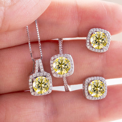 Women's Round Cut D Color Moissanite Jewelry Set Real 925 Silver Pendant Necklace and Stud Earrings female dating fine Jewelry