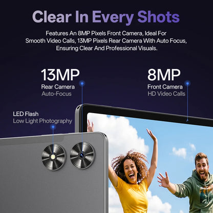 SVITOO Tablet 2026 Android 16 11 Inch 90Hz HD IPS Screen Unisoc T7250 Octa-Core Processor 4GB Physical RAM + 16GB Virtual RAM 128GB ROM 1TB Expandable 8800mAh Battery 2.4GHz 5GHz Dual Band WiFi 5 Bluetooth 5.0 GPS Widevine L1