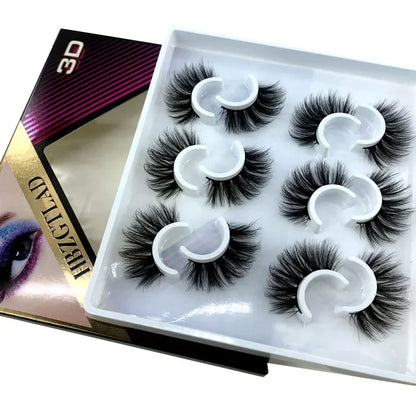 New 6 pairs 10-25mm fake Eyelashes 100% Mink Eyelashes Mink Lashes Natural Dramatic Volume Eyelashes Extension False Eyelashes