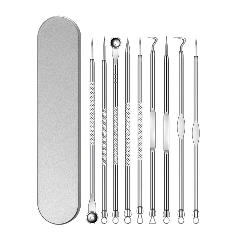 Acne Blackhead Remover Needle Tools Set  Blackhead Tweezer Pimple Extractor Stainless Steel Blackspot Removal Skin Care Tool