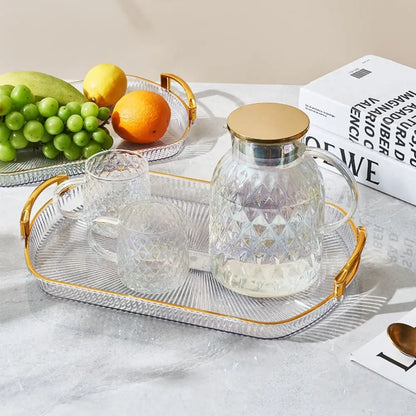 1Pcs Desk Organizer Serving Tray For Kitchen Home Dining Room Bedroom Office Makeup Tray Fruit Tray with Handles Multipurpose