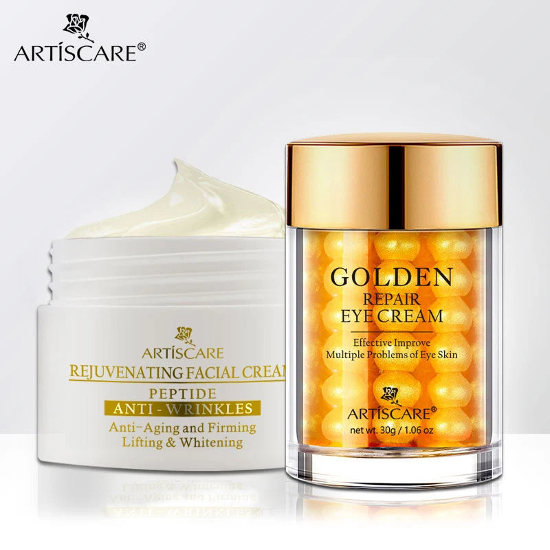 ARTISCARE Peptide Anti Wrinkle Facial Cream + Golden Eye Cream Anti-Wrinkle Anti-Aging Skin Care Whitening and Lifting Day Cream