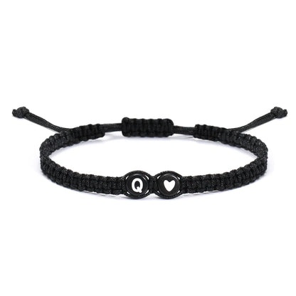 26 Letters Initial Heart Bracelets Handmade Adjustable A-Z Name Braided Bracelets For Women Men Friendship Jewelry