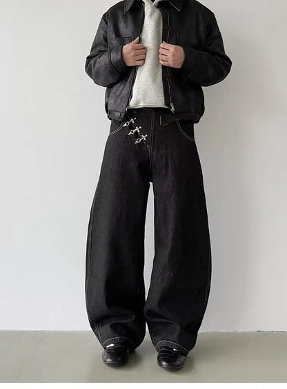 Men's Baggy Jeans Unisex Y2K Trendy Casual Wide Leg Denim Pants High Street Oversize Trousers American Style Streetwear Fashion