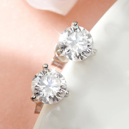 Smyoue 3 Claws 0.3-2CT Certified Moissanite Stud Earrings for Women Sparkling Lab Diamond Earring Sterling Silver 925 Plated 18K