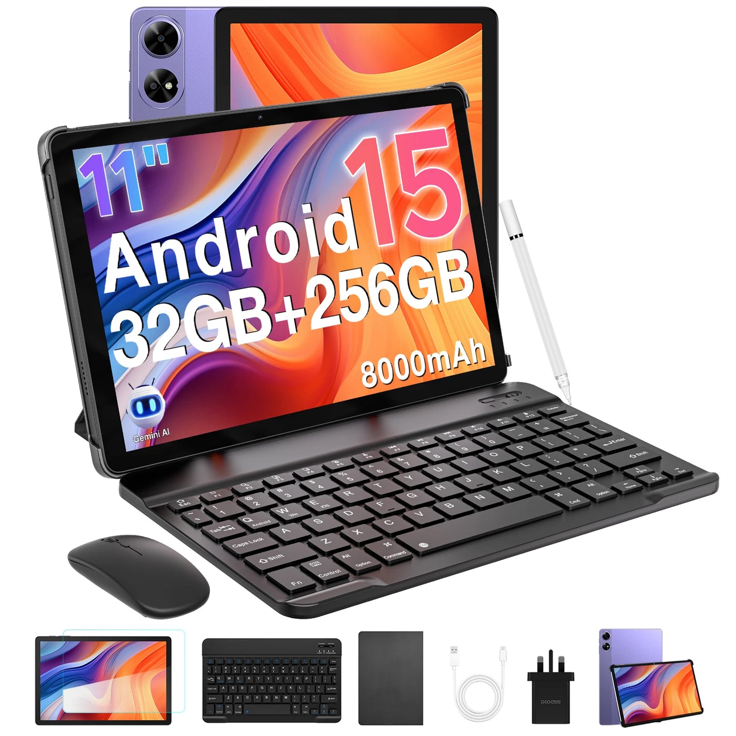 【Brand+】Doogee Tab G6+ 2 in 1 Tablet Pc Android 15 Gemini Ai Dual Speakers 8000Mah Battery 32Gb(8+24) Ram 256Gb Rom L1 4g Lte