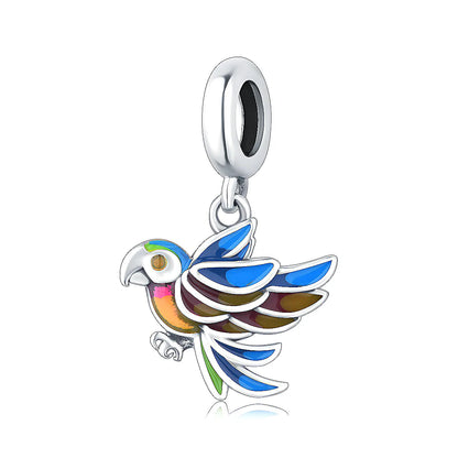 Fit Original Pan Charm Bracelet 925 Silver Rainbow Enamel Lorikeet Birrd Colorfull Parrot Bead For Making South Africa Berloque