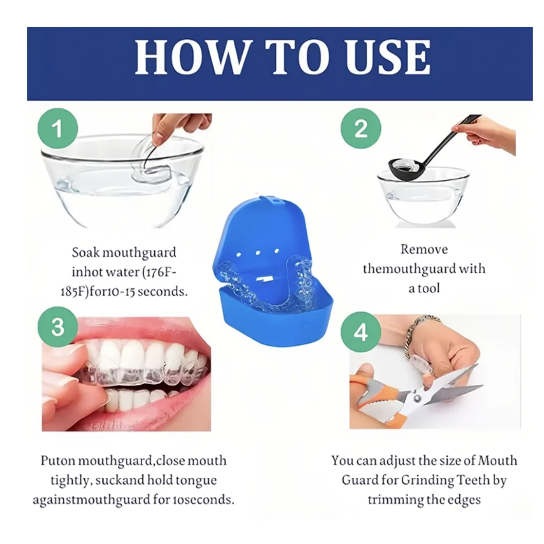 6pcs EVA Silicone Mouth Guard Teeth Protector Orthodontic Braces Reusable Whitening Tray Retainer Tool