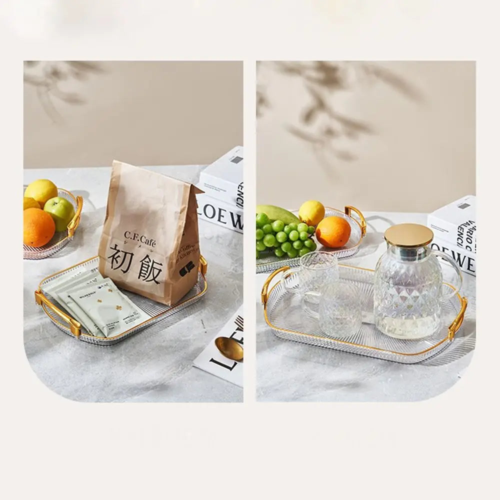 1Pcs Desk Organizer Serving Tray For Kitchen Home Dining Room Bedroom Office Makeup Tray Fruit Tray with Handles Multipurpose