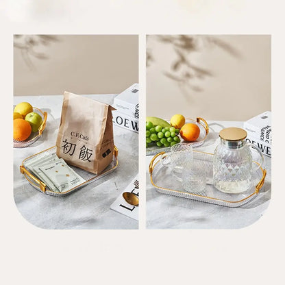 1Pcs Desk Organizer Serving Tray For Kitchen Home Dining Room Bedroom Office Makeup Tray Fruit Tray with Handles Multipurpose
