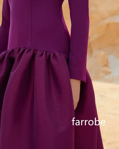 Customized High Quality Jersey Pleat A-line O-Neck Midi Dresses Prom Dresses Classic Exquisite Modern Style Pastrol Unisex Chine