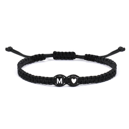 26 Letters Initial Heart Bracelets Handmade Adjustable A-Z Name Braided Bracelets For Women Men Friendship Jewelry