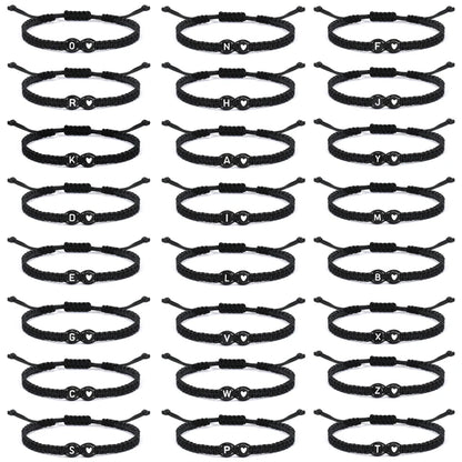 26 Letters Initial Heart Bracelets Handmade Adjustable A-Z Name Braided Bracelets For Women Men Friendship Jewelry