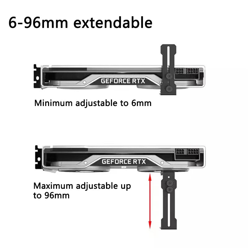 Computer Graphics Card Holder Chassis Fan Support Fixed Metal Bracket 6-96mm Adjustable GPU Holder