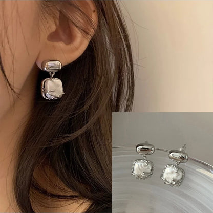 VENTFILLE 925 Sterling Silver Liquid Lava Texture Pearl Earring for Women Design Retro Versatile Jewelry Gift Dropshipping
