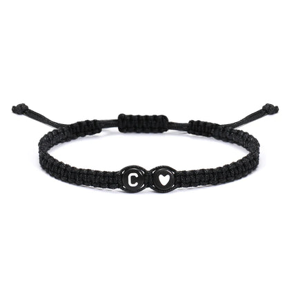 26 Letters Initial Heart Bracelets Handmade Adjustable A-Z Name Braided Bracelets For Women Men Friendship Jewelry