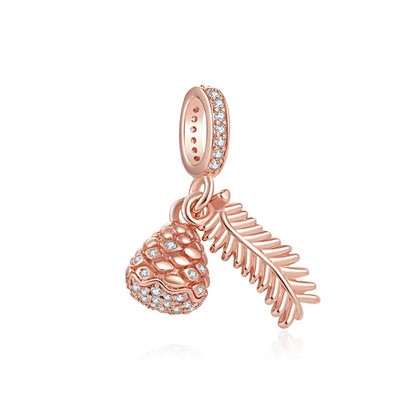 Rose Gold Fine Plated Pink Clip Dasiy Butterfly Dragonfly DIY Charms Fit Original Sterling Silver 925 Bracelet For Women Jewelry