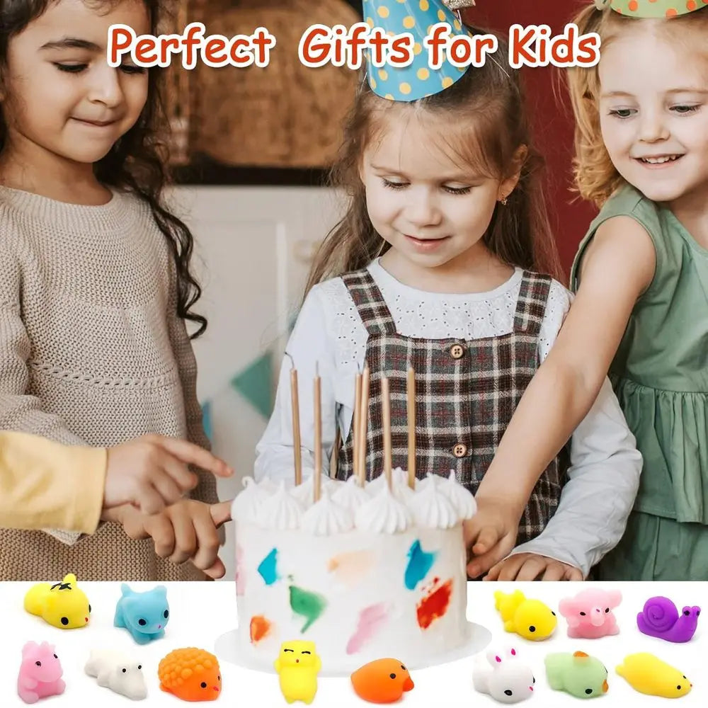 100 Pcs Kawaii Squishies, Mochi Squishy Toys for Kids Party Favors, Mini Sensory Stress Relief Toys, Goodie Bags Novelty Toy, Cl