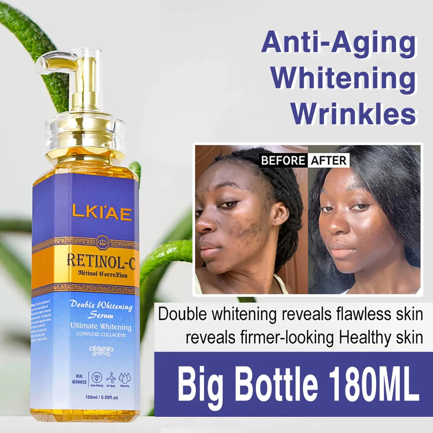 LKIAE Retinol Whitening Skin Care Set, Moisturizing, Reduce Wrinkles, Fine Lines, Dark Spots, With Collagen, Snail Extract