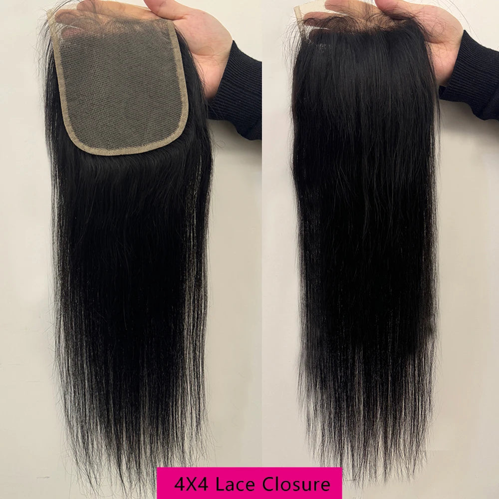 Straight Human Hair Bundles With A Closure Human Hair 24 Inch Transaprent Lace 4x4 5x5 2x6 Hd Lace Closure 3-5 Workdays Delivery