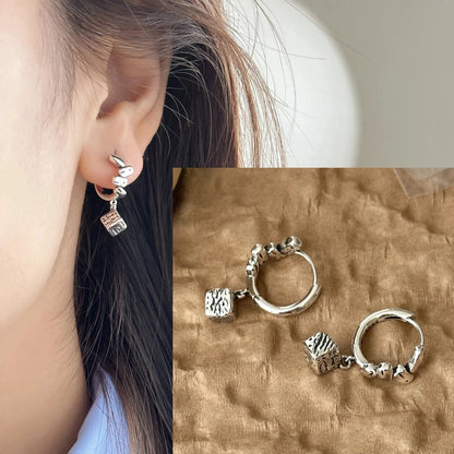 VENTFILLE 925 Sterling Silver Liquid Lava Texture Pearl Earring for Women Design Retro Versatile Jewelry Gift Dropshipping