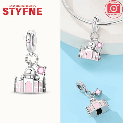 New 925 Silver Charms Greek Temple Paris Tower London Big Ben Beads Pendant Fit Original Bracelet DIY Cultural Fine Jewelry Gift