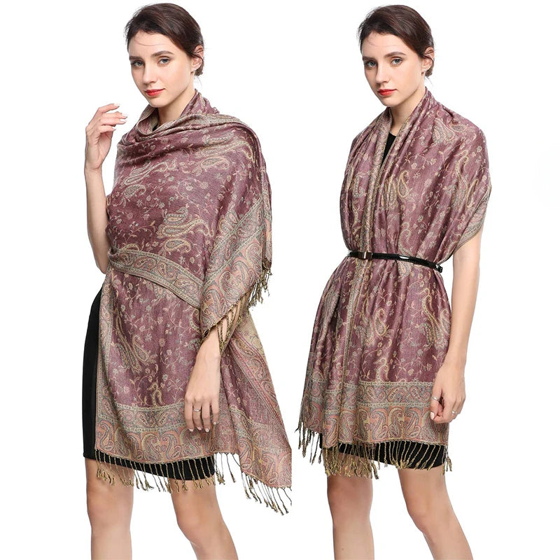 Autumn Winter Scarf Women Pashmina Shawls Cashmere Blanket Paisley Warm Thick Chunky Stoles Lady Elegant Poncho Outdoor Bufanda