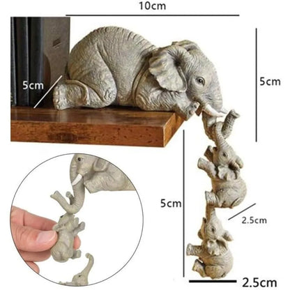 3 Figurines Éléphant Mère & Bébés – Déco Cheminée, Résine, Accroche-Étagère