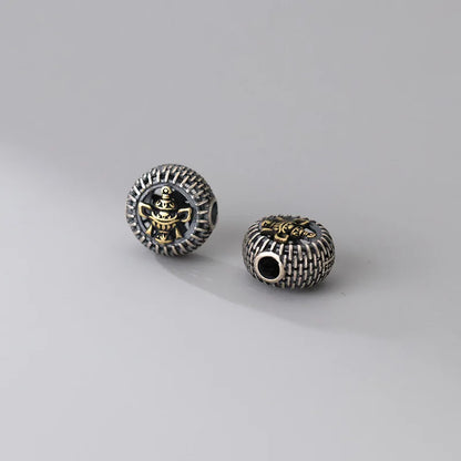 MEETSOFT  Vintage 925 Sterling Silver Auspicious Eight Treasures Beads Charms of DIY Handmade Bracelets Accessories Wholesale
