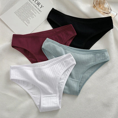 FINETOO 10PCS Women's Cotton Panties Sexy Breathable Underwear Female Solid Comfortable Lingerie Striped Briefs Wholesale M-XL