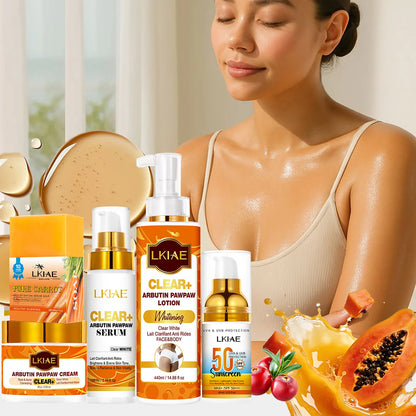 LKIAE Arbutin Whitening Set, With Vitamin C, Natural Papaya, Carrot, Remove Dark Spots, Melanin, Skin Moisturizer, Smooth Skin