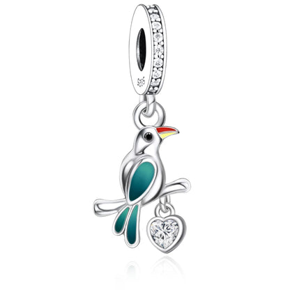 Fit Original Pan Charm Bracelet 925 Silver Rainbow Enamel Lorikeet Birrd Colorfull Parrot Bead For Making South Africa Berloque