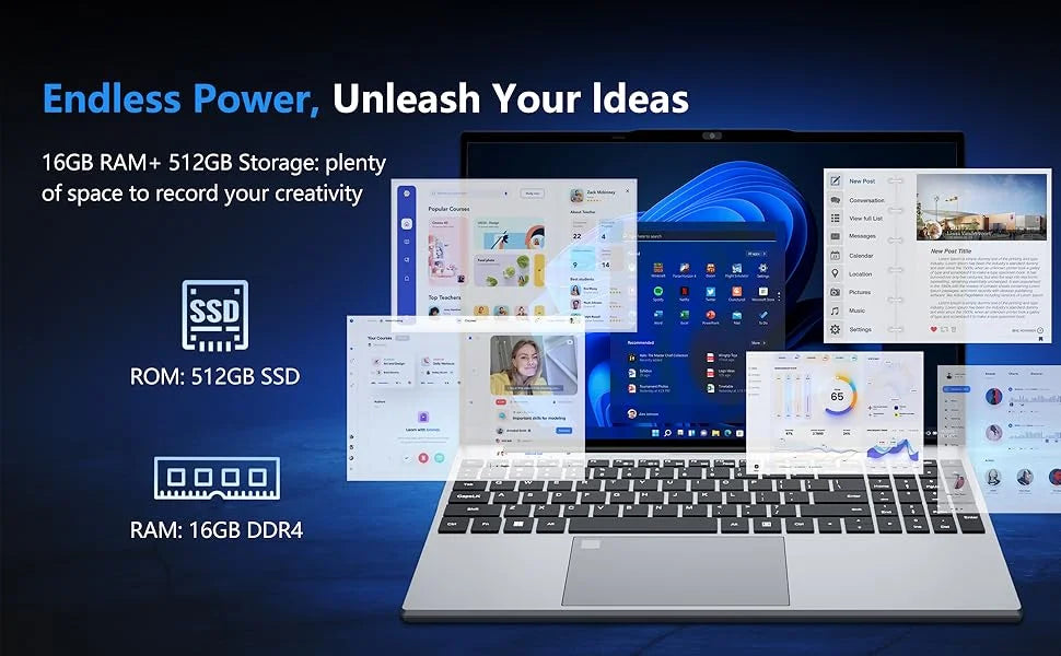 2026 Brand New Intel i9-9900 15.6 Inch Backlit Fingerprint Unlock Laptop Windows 11 Office Study NoteBook Gaming Computer PC