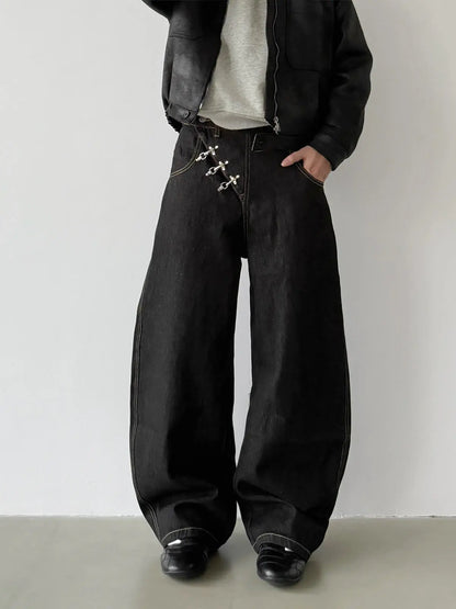 Men's Baggy Jeans Unisex Y2K Trendy Casual Wide Leg Denim Pants High Street Oversize Trousers American Style Streetwear Fashion