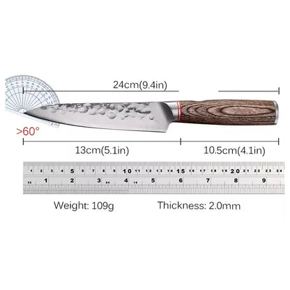 High Carbon Steel Santoku Knife 5 Inch Kitchen Chopping Knives for Vegetable Fruit Cutting Slicing Pakkawood Handle