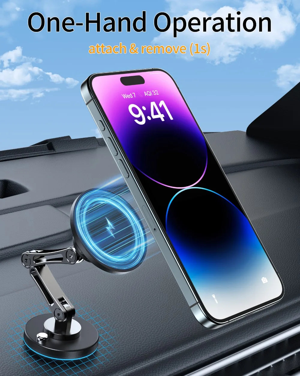 Magnetic Car Phone Holder Wireless Charger Phone Stand Rotation Mobile Phone Holder Fast Charging for IPhone 16 15 14 13 xiaomi