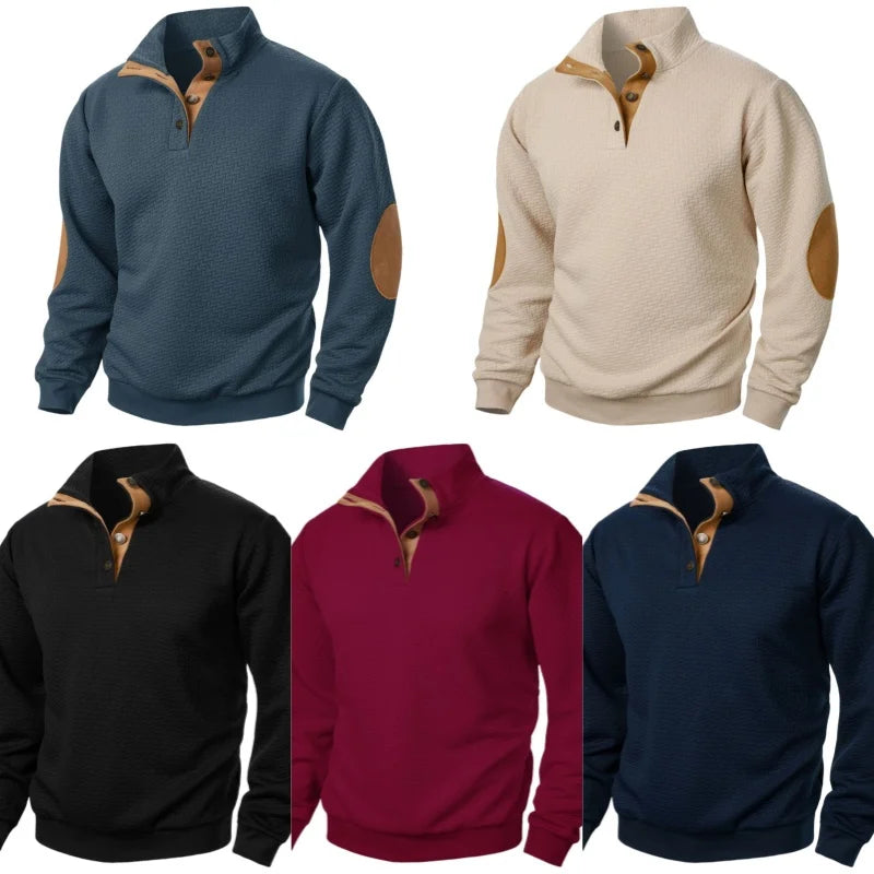 Spring Men Casual Sweatshirts Stand Collar Sweatshirt Warm Pullover Patchwork Sweatshirt Men's Winter Clothes Hip Pop Streetwear