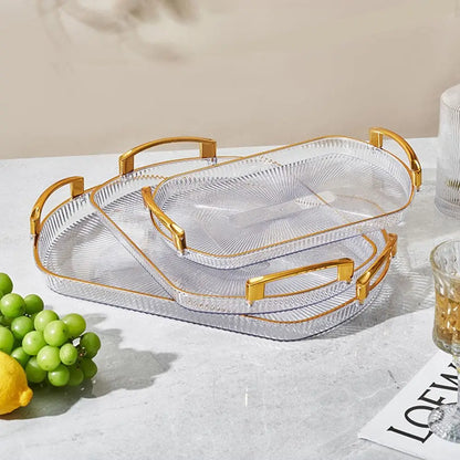 1Pcs Desk Organizer Serving Tray For Kitchen Home Dining Room Bedroom Office Makeup Tray Fruit Tray with Handles Multipurpose