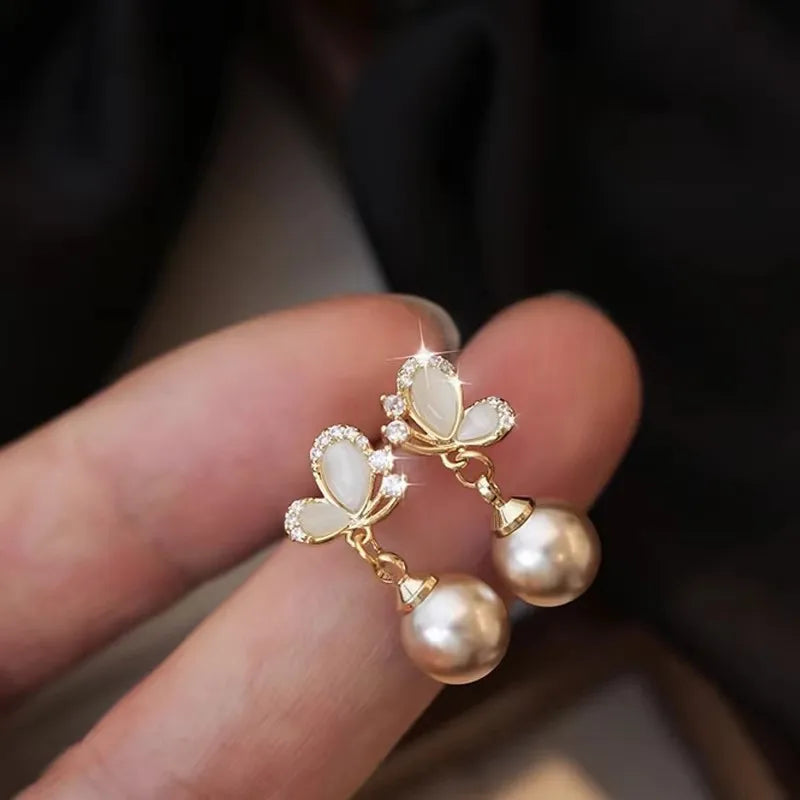 VENTFILLE 925 Sterling Silver Liquid Lava Texture Pearl Earring for Women Design Retro Versatile Jewelry Gift Dropshipping